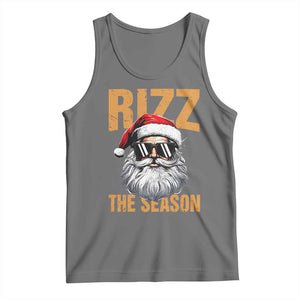 Funny Santa Rizz Christmas Tank Top Rizz The Season TS02 Black Heather Print Your Wear