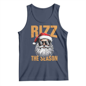 Funny Santa Rizz Christmas Tank Top Rizz The Season TS02 Navy Print Your Wear
