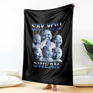 Funny Tuff Baby Meme Throw Blanket Say You Swear Viral AI Niche Baby Holding Back Laugh TS02 Print Your Wear