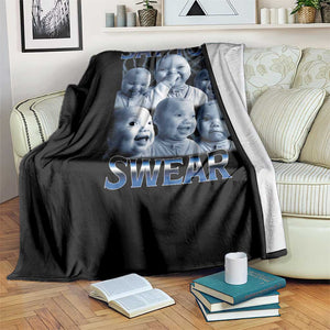 Funny Tuff Baby Meme Throw Blanket Say You Swear Viral AI Niche Baby Holding Back Laugh TS02 Print Your Wear