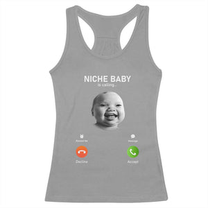 Funny Tuff Baby Meme Racerback Tank Top Tell Em Son AI Niche Baby Motion Holding Laugh TS02 Sport Gray Print Your Wear