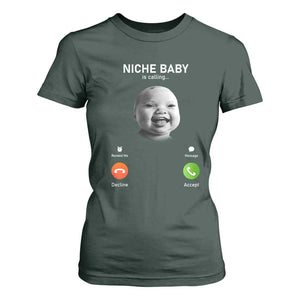 Funny Tuff Baby Meme T Shirt For Women Tell Em Son AI Niche Baby Motion Holding Laugh TS02 Dark Forest Green Print Your Wear