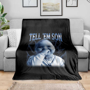 Funny Giggling Niche Baby Is Calling Throw Blanket Tuff Baby AI Laughing Gen Alpha Meme TS02 Print Your Wear