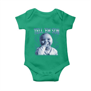 Funny Giggling Niche Baby Is Calling Baby Onesie Tuff Baby AI Laughing Gen Alpha Meme TS02 Irish Green Print Your Wear