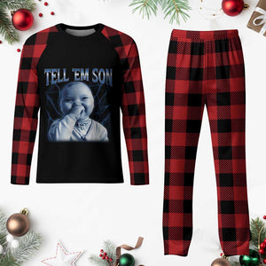 Funny Giggling Niche Baby Is Calling Plaid Pajama Set Tuff Baby AI Laughing Gen Alpha Meme TS02 Buffalo Plaid Print Your Wear