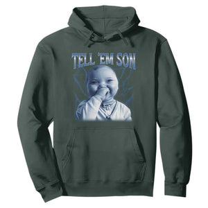 Funny Giggling Niche Baby Is Calling Hoodie Tuff Baby AI Laughing Gen Alpha Meme TS02 Dark Forest Green Print Your Wear