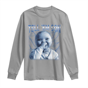 Funny Giggling Niche Baby Is Calling Long Sleeve Shirt Tuff Baby AI Laughing Gen Alpha Meme TS02 Sport Gray Print Your Wear