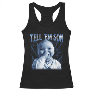 Funny Giggling Niche Baby Is Calling Racerback Tank Top Tuff Baby AI Laughing Gen Alpha Meme TS02 Black Print Your Wear