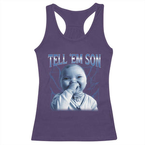 Funny Giggling Niche Baby Is Calling Racerback Tank Top Tuff Baby AI Laughing Gen Alpha Meme TS02 Purple Print Your Wear