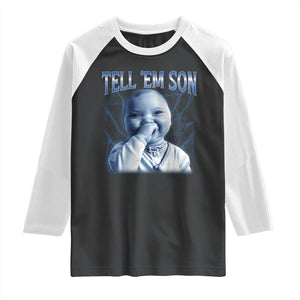 Funny Giggling Niche Baby Is Calling Raglan Shirt Tuff Baby AI Laughing Gen Alpha Meme TS02 Black White Print Your Wear