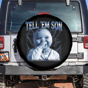 Funny Giggling Niche Baby Is Calling Spare Tire Cover Tuff Baby AI Laughing Gen Alpha Meme TS02 No hole Black Print Your Wear