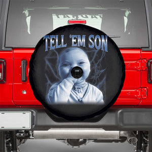 Funny Giggling Niche Baby Is Calling Spare Tire Cover Tuff Baby AI Laughing Gen Alpha Meme TS02 Black Print Your Wear