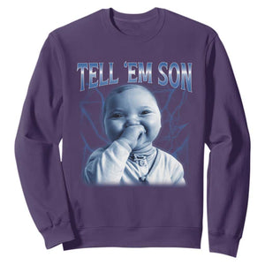 Funny Giggling Niche Baby Is Calling Sweatshirt Tuff Baby AI Laughing Gen Alpha Meme TS02 Purple Print Your Wear