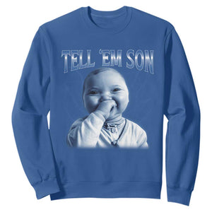Funny Giggling Niche Baby Is Calling Sweatshirt Tuff Baby AI Laughing Gen Alpha Meme TS02 Royal Blue Print Your Wear