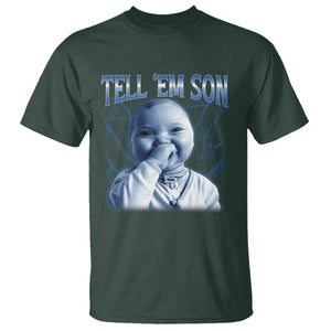 Funny Giggling Niche Baby Is Calling T Shirt Tuff Baby AI Laughing Gen Alpha Meme TS02 Dark Forest Green Print Your Wear