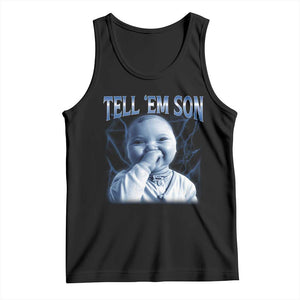 Funny Giggling Niche Baby Is Calling Tank Top Tuff Baby AI Laughing Gen Alpha Meme TS02 Black Print Your Wear