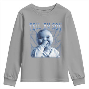 Funny Giggling Niche Baby Is Calling Youth Sweatshirt Tuff Baby AI Laughing Gen Alpha Meme TS02 Sport Gray Print Your Wear