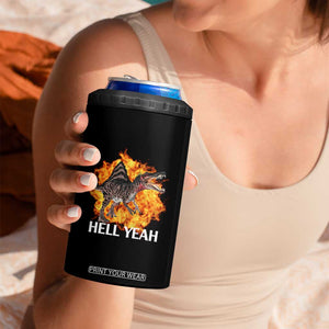 Spinosaurus Racha Explosion Hell Yeah 4 in 1 Can Cooler Tumbler Dinosaur Shrieks Meme Funny Prehistoric Fire Blast TS02 Print Your Wear
