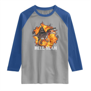 Spinosaurus Racha Explosion Hell Yeah Raglan Shirt Dinosaur Shrieks Meme Funny Prehistoric Fire Blast TS02 Sport Gray Royal Print Your Wear