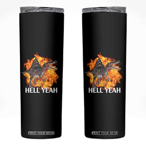 Spinosaurus Racha Explosion Hell Yeah Skinny Tumbler Dinosaur Shrieks Meme Funny Prehistoric Fire Blast TS02 Black Print Your Wear