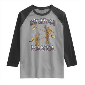 Rigatoni Pasta Lover Marcus The Worm Raglan Shirt Retro 90s Bootleg Weird Meme Internet Humor TS02 Sport Gray Black Print Your Wear
