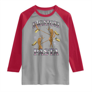 Rigatoni Pasta Lover Marcus The Worm Raglan Shirt Retro 90s Bootleg Weird Meme Internet Humor TS02 Sport Gray Red Print Your Wear