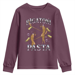 Rigatoni Pasta Lover Marcus The Worm Youth Sweatshirt Retro 90s Bootleg Weird Meme Internet Humor TS02 Maroon Print Your Wear