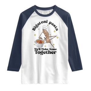 Rigatoni Pasta Chef Marcus The Worm Raglan Shirt We'll Make Some Together Wholesome Weird Meme TS02 White Navy Print Your Wear