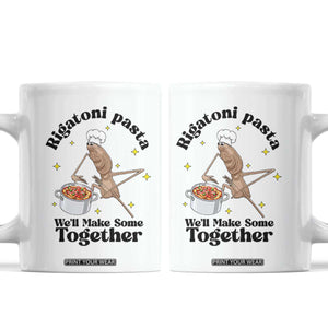 Rigatoni Pasta Chef Marcus The Worm Coffee Mug We'll Make Some Together Wholesome Weird Meme TS02 White Print Your Wear