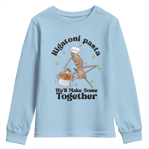 Rigatoni Pasta Chef Marcus The Worm Youth Sweatshirt We'll Make Some Together Wholesome Weird Meme TS02 Light Blue Print Your Wear