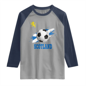 Scotland Soccer Flag Raglan Shirt Scottish Football Fans Pride TS02 Sport Gray Navy Print Your Wear