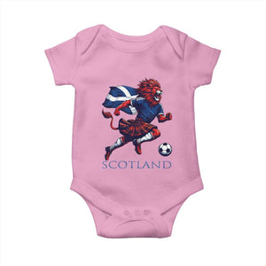 Scottish Lion Football Baby Onesie Brave Lion in Kilt with Flag Cape Pride TS02 Light Pink Print Your Wear