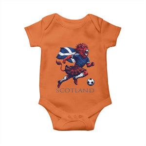 Scottish Lion Football Baby Onesie Brave Lion in Kilt with Flag Cape Pride TS02 Orange Print Your Wear