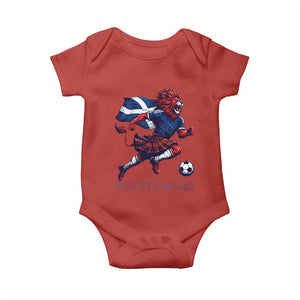 Scottish Lion Football Baby Onesie Brave Lion in Kilt with Flag Cape Pride TS02 Red Print Your Wear