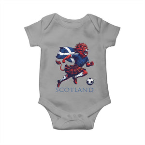 Scottish Lion Football Baby Onesie Brave Lion in Kilt with Flag Cape Pride TS02 Sport Gray Print Your Wear