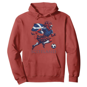 Scottish Lion Football Hoodie Brave Lion in Kilt with Flag Cape Pride TS02 Red Print Your Wear