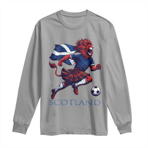 Scottish Lion Football Long Sleeve Shirt Brave Lion in Kilt with Flag Cape Pride TS02 Sport Gray Print Your Wear