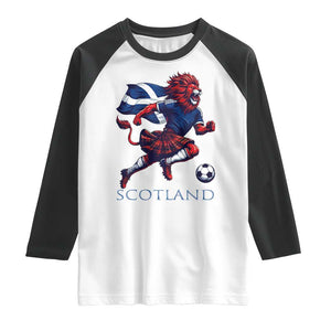 Scottish Lion Football Raglan Shirt Brave Lion in Kilt with Flag Cape Pride TS02 White Black Print Your Wear