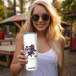 Scottish Lion Football Skinny Tumbler Brave Lion in Kilt with Flag Cape Pride TS02 Print Your Wear
