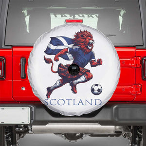 Scottish Lion Football Spare Tire Cover Brave Lion in Kilt with Flag Cape Pride TS02 White Print Your Wear