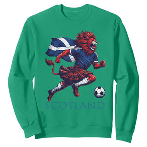 Scottish Lion Football Sweatshirt Brave Lion in Kilt with Flag Cape Pride TS02 Irish Green Print Your Wear