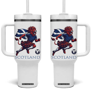 Scottish Lion Football Tumbler With Handle Brave Lion in Kilt with Flag Cape Pride TS02 One Size: 40 oz White Print Your Wear