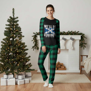 Well Be Coming Soccer Plaid Pajama Set Scotland Flag Pride Football Fans TS02 Green Plaid Print Your Wear