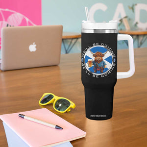 Funny Highland Cow in Kilt Drinking Tumbler With Handle We'll Be Coming Scottish Pride Football Fans TS02 Print Your Wear