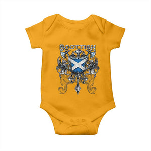 Scottish Heritage Crest Gothic Baby Onesie Medieval Flag and Sword Celtic Pride TS02 Gold Print Your Wear