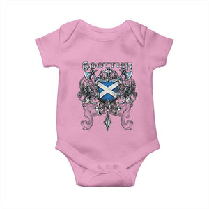 Scottish Heritage Crest Gothic Baby Onesie Medieval Flag and Sword Celtic Pride TS02 Light Pink Print Your Wear