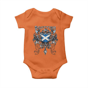 Scottish Heritage Crest Gothic Baby Onesie Medieval Flag and Sword Celtic Pride TS02 Orange Print Your Wear