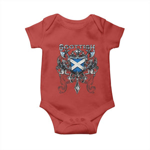 Scottish Heritage Crest Gothic Baby Onesie Medieval Flag and Sword Celtic Pride TS02 Red Print Your Wear