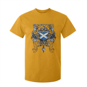 Scottish Heritage Crest Gothic T Shirt For Kid Medieval Flag and Sword Celtic Pride TS02 Gold Print Your Wear