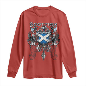 Scottish Heritage Crest Gothic Long Sleeve Shirt Medieval Flag and Sword Celtic Pride TS02 Red Print Your Wear
